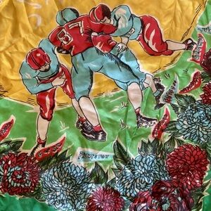 Vintage 1950s Silk College Football Scarf - Floral Border (many teams featured)